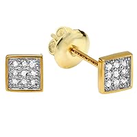 0.12 Carat (ctw) 18K Yellow Gold Plated Sterling Silver Round Diamond Men's Hip Hop Stud Earrings