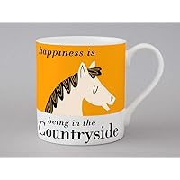Happiness is Being in The Countryside Horse Contemporary Bone China Mug - Stoke on Trent, England
