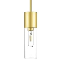 Hartland Modern Brass/Gold Pendant Light Fixtures Over Kitchen Island - Sink Lighting - Ceiling Hanging Metal Industrial Pendant Lighting with Clear Glass Shade
