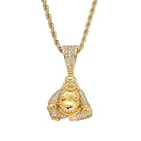 Moca Jewelry Iced Out Maitreya Buddha Pendant 18K Gold Plated Bling CZ Simulated Diamond Hip Hop Necklace for Men Women
