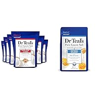 Dr Teal's Pure Epsom Salt Therapeutic Soak, Fragrance Free, 6 lbs (Pack of 6) & Epsom Salt Soaking Solution, Soften & Nourish with Milk and Honey, 48 Oz (Packaging May Vary)