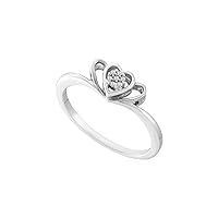 The Diamond Deal 10kt White Gold Womens Round Diamond Heart Ring .03 Cttw