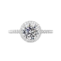 Siyaa Gems 3 CT Round Diamond Moissanite Engagement Ring Wedding Ring Eternity Band Solitaire Halo Hidden Prong Silver Jewelry Anniversary Promise Ring