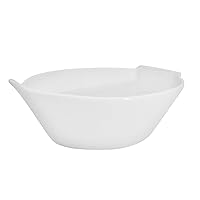 CAC China RCN-BT12 Clinton Rolled Edge 11-5/8 by 8-1/4 by 3-Inch Porcelain Boat Bowl, Super White, Box of 12