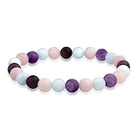 Bling Jewelry Natural Multi Color Semi Precious Gemstone Round Bead 8MM Strand Stackable Stretch Bracelet For Women Men Teen Unisex