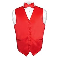 Men's Dress Vest & BowTie Solid RED Color Bow Tie Set for Suit or Tuxedo