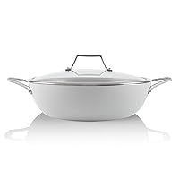 TECHEF - CeraTerra, 5 Qt / 12-in Ceramic Nonstick All Purpose Chef Pan with Cover, (PTFE and PFOA Free Ceramic Exterior & Interior), Oven & Dishwasher Safe, Made in Korea, Grey/Silver (5 Qt Chef Pan)