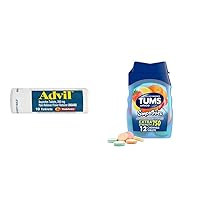 Advil 200mg Pain Reliever Tablets 10 Count and TUMS Smoothies Extra Strength Antacid Chewable Tablets Assorted Fruit 12 Count