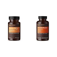 Vitamin K2 (100 mcg, 65 Capsules, 2 Month Supply) and Amazon Elements B Complex (High Potency, 83% Whole Food Cultured, 65 Capsules, 2 Month Supply)