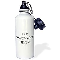 3dRose Sarcastic Never Black Lettering On A White Background-Sports Water Bottle, 21oz , 21 oz, Multicolor