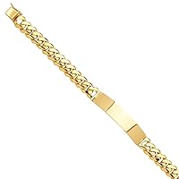 14K Yellow Gold Solid Link ID Bracelet - 8.5