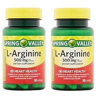 Spring Valley: 100 Capsules 500 Mg Ea. L-Arginine (Pack of 2)