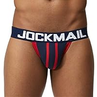 JOCKMAIL Men Underwear Male G-String Thongs sissy panties Sexy Gay Underwear (M, Naveblue)