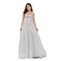 MllesReve Spaghetti Strap Long Tulle Prom Dresses Backless Corset Back Lace Applique Women Formal Evening Dress