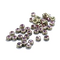 The Design Cart 1CM Circular Kundan Stones for Jewellery Making,Craft,Embroidery,Saree,Blouse Work and Dress Making (Pack of 200 Pieces) (Purple)