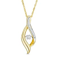 ABHI 0.10 CT Round Cut Created Dancing Diamond Pendant Necklace 14k Yellow Gold Over