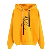 Hoodies for Women, Womens Fashion Finger Heart Sweatshirts Long Sleeve Tunic Tops Loose Pullover Tops Blouse