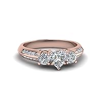 Choose Your Gemstone 3 Stone Channel Accent Diamond CZ Ring Rose Gold Plated Heart Shape 3 Stone Engagement Rings Matching Jewelry Wedding Jewelry Easy to Wear Gifts US Size 4 to 12