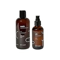 Fragrance-Free Bathtime Bundle - pH Balanced Body Wash and Bubble Bath with Omega 3 and Vitamin B3 (12 oz) + Full Body Massage Oil Organic Blend of Jojoba, Coconut, Argan & Castor Oil (4 oz)