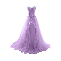2017 Vogue Evening Prom Dress Strapless A-line Ruffles Applique-16-Lilac