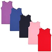 Kids Girls Ribbed Vest Top 100% Thick Cotton Fashion Tank Tops T Shirt 2-13 Year