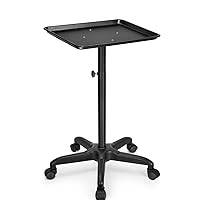 Salon Rolling Tray, Premium Aluminum Tattoo Tray Rolling Cart, Height Adjustable Styling Tray, Service Storage Tray Trolley for Beauty Salon Clinic Spa,Black