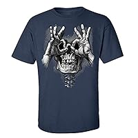 Funny Skull Hands Adult Men's Short Sleeve T-Shirt-Navy-Large