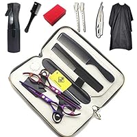 JIESENYU high-end Professional Hairdresser 6-inch Hairdressing Scissors 440C Steel Hair Salon Purple (Set-3)