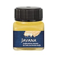 Kreul Javana Fabric Paint for Light and Dark Textiles 20 ml Glass Gold Creamy Brilliant with Metallic Effect Pasto Character for Printing and Stenciling, Washable After Fixing, 20ml