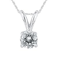 3/8 Carat (H-I Color, SI1-SI2 Clarity) AGS Certified Diamond Solitaire Pendant in 14K White Gold
