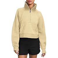 SMENG Womens Half Zip Sweatshirts Long Sleeve Pullover Quarter Zip Drop Shoulder Trendy Ladies Tops