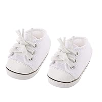 Baby Doll Shoes, 1 Pair 18 inch Doll Canvas Shoes, White Skateboarding Shoes for 18inch Girl Dolls