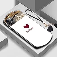 Cute Oval Heart-Shaped Tempered Glass Phone Case for iPhone 13 12 11 Pro Max XSmax XR X SE 8 7 Plus Mirror Lanyard Cover,White2,for iPhone 6S