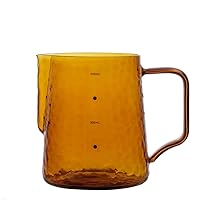 Homemade High Borosilicate Glass Milk Frothing Pitcher Large Capacity 16.9oz Coffee Steaming Pitcher With Scale Milk Frothers Pull flower (Color : Amber)