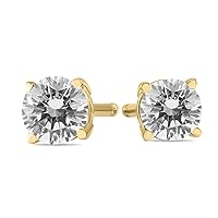 1/3-3/4 Carat TW Round Diamond Solitaire Stud Earrings Available in 14K White and Yellow Gold