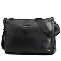 Mens Leather Briefcase Laptop Crossbody Expandable Large Capacity Business Travel Bag