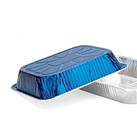 125oz 3500ml 10pcs 13-inch by 10.5-inch Disposable Aluminum Foil Professional Quality Colorful Kitchen Cooking Rectangular Cake Pan (Blue)