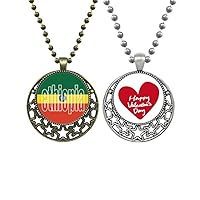 Ethiopia Country Flag Name Pendant Necklace Mens Womens Valentine Chain