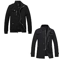 wantdo Men's Military Cotton Windbreaker Jacket Black M Men's Cashmere Peacoat Black L