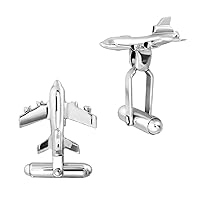 WithLoveSilver 925 Sterling Silver Airplane Aircraft Shirt Studs