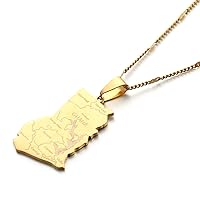 Stainless Steel Ghana Map Pendant Necklaces Ghanaian Jewelry