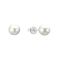 s.Oliver 2032923 Women's Stud Earrings 925 Sterling Silver with Shell Pearl 1 cm Silver Comes in Jewellery Gift Box, Silver, Pearl