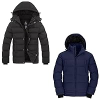wantdo Men's Winter Jacket Warm Puffer Coat Dark Gray Medium Men's Quilted Hoodie Outwear Jacket Navy Medium