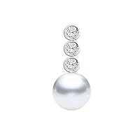 White South Sea Cultured Pearl Pendant for Women AAAA Quality 18k White Gold with Diamond - PremiumPearl