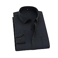 Men Spring Wedding Shirt Formal Long Sleeve Plus Size Dress Shirts Formal Blouse Black