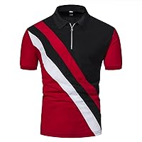 Camisas negras para Hombres Color Blocking Tee Tops Manga Corta Turndown Collar Blusa Camiseta túnica ropa Tees