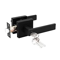 Probrico 1 Pack Interior Bedroom Entrance Door Lever Doorknobs Door Lock One Keyway Entry Keyed Entrance Lockset in Black Each with 3 Keys