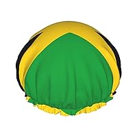jamaica flag Print Stylish Reusable Shower Cap With Lining And Elastic Band for all Hair Lengths