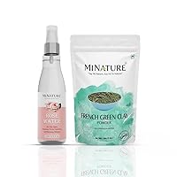 Pack of mi Nature Rose Water (100g) & French Green Clay Powder (227g)| Gulab Jal & French Green |Pure & Natural | Natural Toner/Facial Mist & Clay Powder | All Skin Type | Cruelty-Free | Chemical Fr