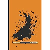 Fountain Pen Notebook: Cute orange cover with fountain pen image, blank notebook, 4x6 inches, 50 numbered pages
